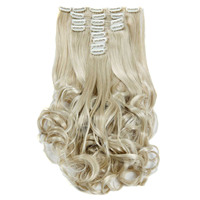 Stocks 18clips 8 pièces/ensemble 20 pouces 180g 16 couleurs postiches haute température corps ondulé synthétique Clip dans les extensions de cheveux
