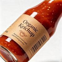 Etiquetas Personalizadas para Frascos de Ketchup Haoxuan, Etiquetas Autoadhesivas en Relieve de Papel Kraft para Envases de Alimentos Premium