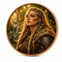 Pièce de monnaie de guerrier viking de l'Antiquité - Pièce de monnaie en cuivre de collection de 40 mm - Pièce de monnaie artistique nordique Valfire pour cadeau et décoration