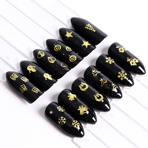 Décalcomanies 3D pour ongles dorés DIY Noël <span class=keywords><strong>Flocon</strong></span> <span class=keywords><strong>de</strong></span> <span class=keywords><strong>neige</strong></span> et tranche <span class=keywords><strong>de</strong></span> métal Paillettes Décoration plastique pour Nail Art - Product Image 4