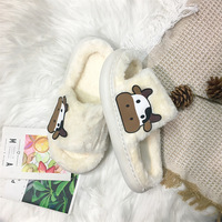 2025 nouvelles femmes intérieur moelleux fourrure de vache pour pantoufles léger coton tissu diapositives pour automne hiver anti-dérapant maison chaud Flip