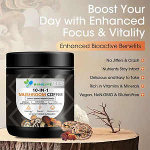 Caffè ai Funghi Biologico HALAL 10-in-1 con Etichetta Privata, Polvere di Caffè Istantaneo <span class=keywords><strong>Reishi</strong></span> e Criniera di Leone, Best Seller - Product Image 2