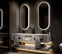 Meuble-lavabo mural de luxe moderne à double vasque en céramique avec miroir inclus pour hôtels et maisons – Vente en gros