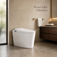 WC intelligent monobloc en céramique avec fonction auto-nettoyante, couvercle à ouverture/fermeture automatique, siège bidet et séchoir à air chaud