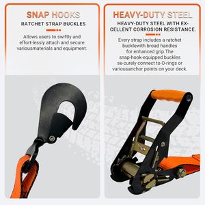 Kit de 12 sangles d'arrimage pour voiture, sangles à cliquet avec mousqueton, 22" et <span class=keywords><strong>36</strong></span>", sangles d'axe, résistance à la rupture de 10000 lbs pour voiture, camion, UTV - Product Image 3