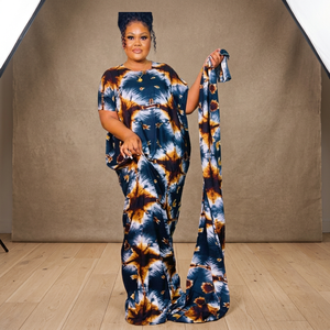 Vestido Largo Maxi Kaftan de Talla Grande para Mujer, con Estampado Digital Tie Dye, Tela Cómoda, para Playa o Resort, Calidad Premium - Product Image 1