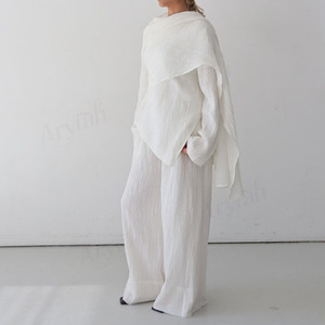 Phụ Nữ Hồi Giáo Tùy Chỉnh Khăn Choàng Thiết Kế Hàng Đầu Và Quần Set Màu Rắn Đầy Đủ Chiều Dài khiêm tốn Hồi Giáo Phụ Nữ Thanh Lịch Khăn Choàng Áo Quần Set - Product Image 2