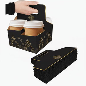 Tùy Chỉnh Phân Hủy Sinh Học Sang Trọng Takeaway Cà Phê Trà Dày Cup Chủ Tàu Sân Bay Xách Tay Các Tông Giấy Cốc Cà Phê Chủ Khay - Product Image 3