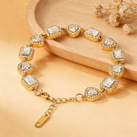 Bracelet de luxe en alliage de zinc plaqué or avec strass en cristal pour banquets et soirées, accessoire de mode pour cadeau