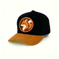 Gorra de béisbol de pana bicolor con logotipo bordado personalizado, estilo Dad Hat sin estructura, gorra Trucker vintage con parches y diseño de frutas.