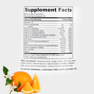 Private Label MultiVitamin Gummies Orange Cherry Strawberry Flavor Dietary <b>Supplement</b> Special Formulated for Easy Digestion - Product Image 3