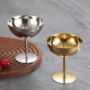 Ciotola per gelato a forma di calice in acciaio inossidabile con gambo | Tazza da Dessert di fascia alta color metallo per Café e feste - Product Image 5