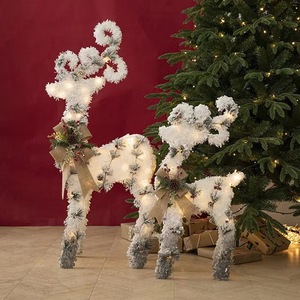 Christmas <b>Light</b>-<b>Up</b> Flocked Deer Figurine 70cm 120cm Indoor Decorative Props - Product Image 4