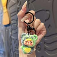 Porte-clés ours en peluche mignon imprimé floqué, petit pendentif, breloque de sac à dos, petit accessoire, jouet de machine à griffes, cadeau unisexe