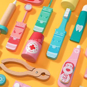 Ensemble de jouets de docteur en bois, trousse médicale pour enfants de 4 à 6 ans, jeu de simulation, stéthoscope avec outils et boîte - Product Image 4