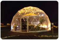 Tente dôme géodésique de camping extérieur de luxe, blanche, imperméable, avec structure en acier et matériau PVC résistant aux UV, double couche, type igloo