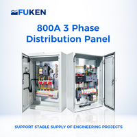 Ensemble complet de boîte de distribution électrique de marque Fuken, 3 phases, 800 ampères, indice de protection IP55, avec poignée de verrouillage cachée