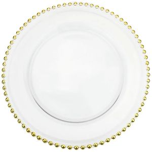 จานอาหารค่ำพลาสติกลูกปัดสีทองใสแบบใช้แล้วทิ้งพลาสติกแฟนซีสำหรับงานปาร์ตี้สำหรับงานแต่งงาน - Product Image 3