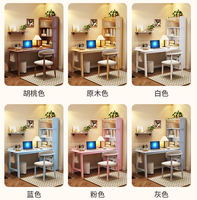 Bureau d'angle en bois massif avec étagère, bureau d'ordinateur en forme de L avec rangement latéral pour le bureau à domicile