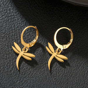 Pendientes de acero de titanio a la moda con diseño de animales del zodíaco, mariposa, oso, abeja, para mujer, joyería ligera de lujo - Product Image 3