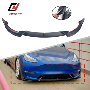 Kit de 3 lames de pare-chocs avant en ABS pour <span class=keywords><strong>Tesla</strong></span> <span class=keywords><strong>Model</strong></span> <span class=keywords><strong>Y</strong></span> 2018-2024, noir brillant, aspect carbone, séparateur de pare-chocs, protection de spoiler - Product Image 4