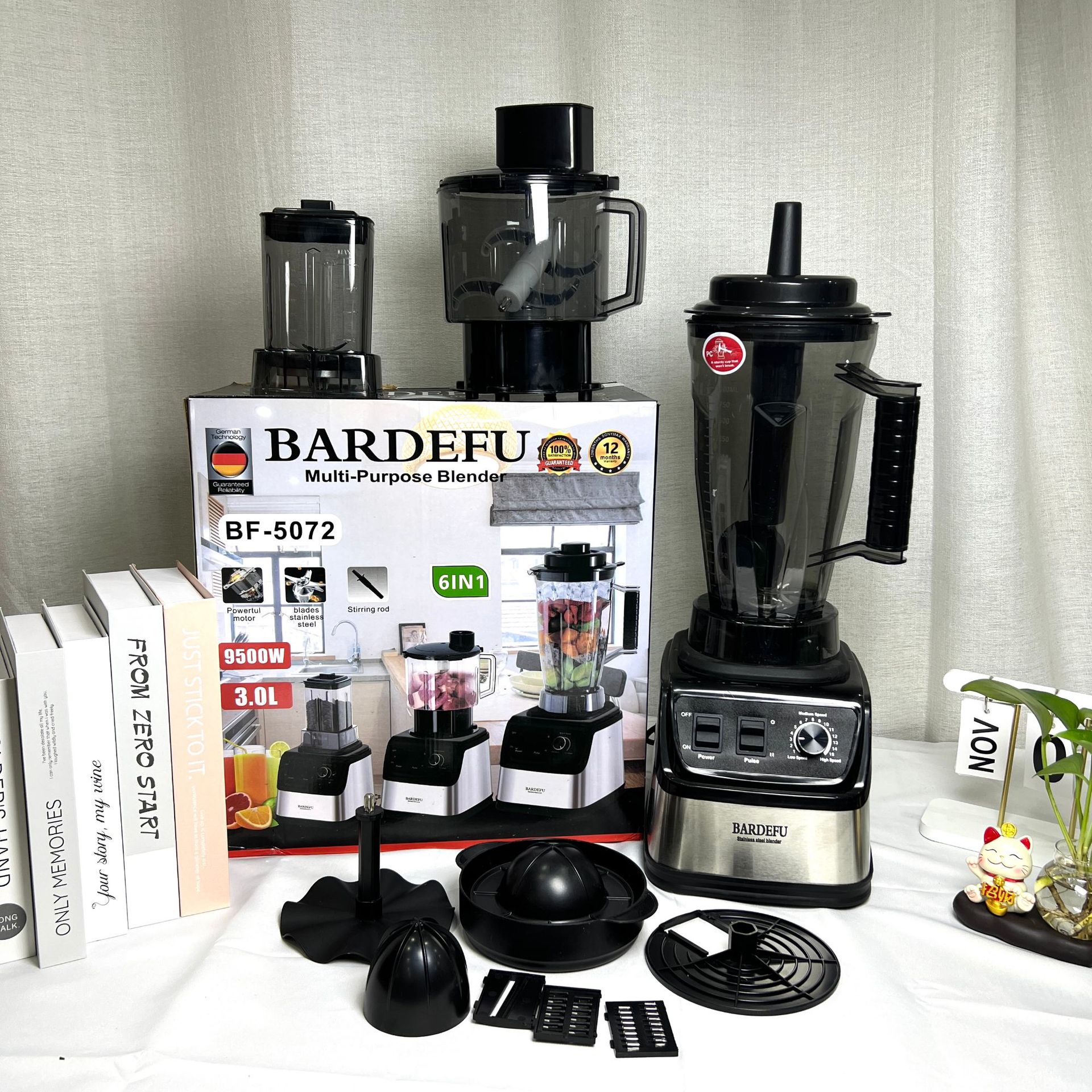 Large Capacity 3L 6-in-1 Electric Stainless Steel Meat Grinder Food Processor Blender Multi-Functional Household English