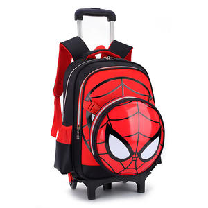 Profesional azul negro Popular <span class=keywords><strong>Spiderman</strong></span> 2 ruedas 6 ruedas Trolley <span class=keywords><strong>mochila</strong></span> escolar niños escuela Trolley Bag para niños 16 pulgadas - Product Image 2