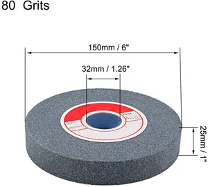 Satc 6-Inch Bench Grinding Roda Aluminium Oksida 80 Grit untuk Permukaan Grinding