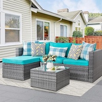 Ensemble de mobilier d'extérieur en rotin tressé léger pour patio, camping et jardin, comprenant canapé, chaise et table, vente en gros