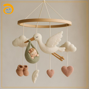 Giocattoli in legno per bambini e bambini presepe musicale in feltro Mobile fatto <span class=keywords><strong>a</strong></span> <span class=keywords><strong>mano</strong></span> simpatici animali volpe nuvola di sole stella luna Baby Mobiles asilo nido culla appesa - Product Image 3
