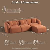 Modernes Ecksofa, wandelbar, L-förmig, modular, komprimierbar, mit Ottoman, 3-Sitzer-Couch für das Wohnzimmer