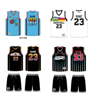 Maillots de basket-ball de sublimation de concepteur personnalisés pas cher de qualité supérieure vêtements de sport athlétiques ensembles de t-shirts uniformes d'équipe vêtements