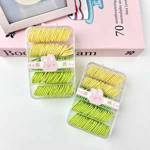 <b>Childrens</b> Hair <b>Ties</b> Matcha Five Compartment Box Yellow Green Cute Cartoon Daily Use - Product Image 1