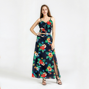 Las mujeres al por mayor <span class=keywords><strong>de</strong></span> jóvenes Bohemia impresión halter top, traje <span class=keywords><strong>de</strong></span> falda - Product Image 2