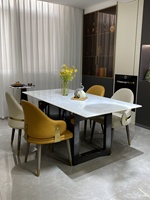 Table à manger italienne Super Crystal rectangulaire, moderne et minimaliste, en marbre naturel, style luxe léger, plateau en pierre de luxe