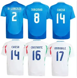 이탈리아 유럽 컵 2024 2025 축구 유니폼 NS 선수 남자 어린이 축구 셔츠 치에사 바를라 치탈리아