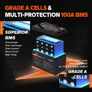 골프 카트/해양/요트/RV/캠핑카용 LiTime 리튬 배터리 12v 리튬 배터리 12V 100Ah - Product Image 3