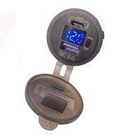 Chargeur rapide USB C pour voiture 12V DC, 2 ports, prise étanche avec voltmètre, adaptateur de prise de voiture, chargeur double USB