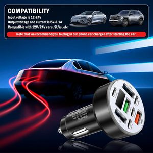 Cargador de coche USB <span class=keywords><strong>8</strong></span> en 1 tipo C PD con pantalla de voltaje, adaptador de <span class=keywords><strong>carga</strong></span> súper rápida para <span class=keywords><strong>iPhone</strong></span>, Samsung, Huawei y teléfonos Android. - Product Image 6
