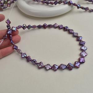 Collier de perles de trèfle violettes de forme baroque en eau douce naturelle, perles semi-finies blanches en vrac pour accessoires de bijoux DIY - Product Image 4