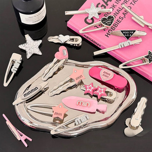 <b>Star</b> Hair <b>Clips</b> For Women Side <b>Clip</b> 6 Cm Heart <b>Star</b> Rhinestone Glitter Letter Daily Use High Quality Hair Accessory Set - Product Image 4