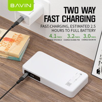 BAVIN prix de gros logo personnalisé affichage Led Portable 65w Type c charge Super rapide 20000mah batterie externe avec câble PC036