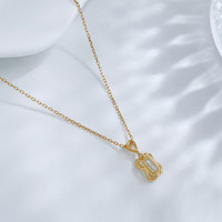 Collana con Ciondolo in Oro 18K con Diamante Sintetico, Catena Sottile Regolabile Minimalista, Collana con Charm in Diamanti per Donne