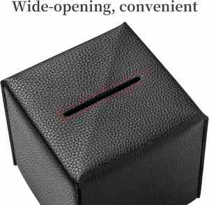 Caja de pañuelos cuadrada moderna, soporte impermeable de cuero PU hecho a mano, organizador decorativo portátil con cinturón inferior para mesa o baño - Product Image 5
