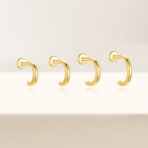 Single Flat Gold New S925 <b>Sterling</b> <b>Silver</b> Classic Versatile Smooth Multi-size <b>Cartilage</b> Spiral Piercing <b>Earrings</b> for Women - Product Image 5
