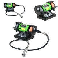Mini-meuleuse d'établi 120V 220V MINIQ 150W avec meule de 75mm, base en fonte, polisseuse à arbre flexible, mandrin 4mm, grain 120/320