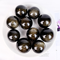 Vente en gros de pierres de guérison naturelles boule d'obsidienne dorée pierre de Reiki artisanat pour la méditation