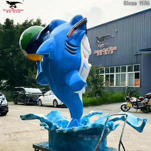 Modelo de Tiburón de Dibujos Animados en Fibra de Vidrio Personalizado para Parque Temático, Material de Resina de Fibra de Vidrio - Product Image 5