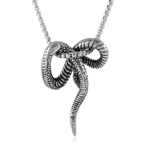 Yunnique – collier avec pendentif serpent en acier inoxydable, design du zodiaque animal en argent, chaîne de 3.0x60cm, bijoux rétro Punk pour hommes - Product Image 3