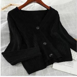 Autumn New Outfit Gentle Style Short Loose V-neck Sweater Coat Knitted Sweater Cardigan Women's <strong>Top</strong> - Product Image 3